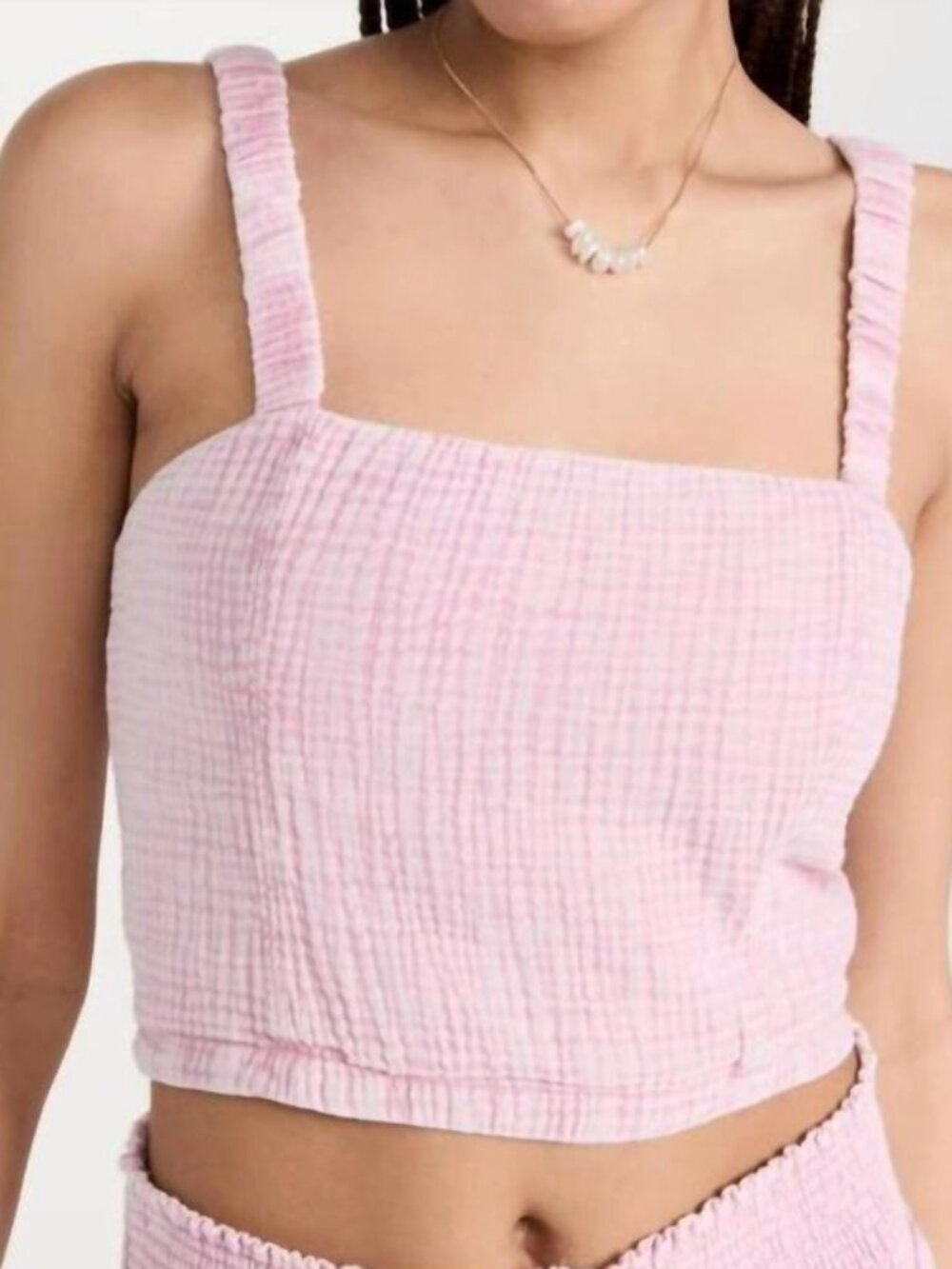 Z Supply Cambria Gauze Top Medium Bleached Mauve Cottagecore Crop Tank